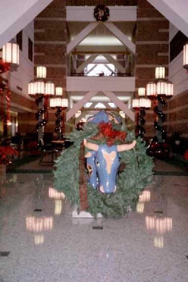 the UI cow at Beckman for Christmas